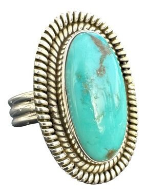 Kingman Turquoise Solid 925 Sterling Silver Ring 10